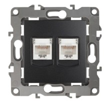 Розетка информационная двойная 12-3108-05  2XRJ45,  антрацит  Б0014733  ЭРА