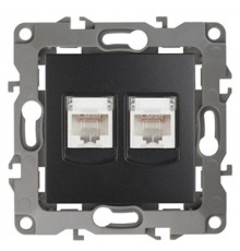 Розетка информационная двойная 12-3108-05  2XRJ45,  антрацит  Б0014733  ЭРА