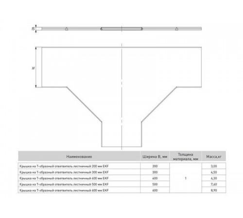 Крышка на Т-образный ответвитель лестничный 500мм  ktlt500  EKF
