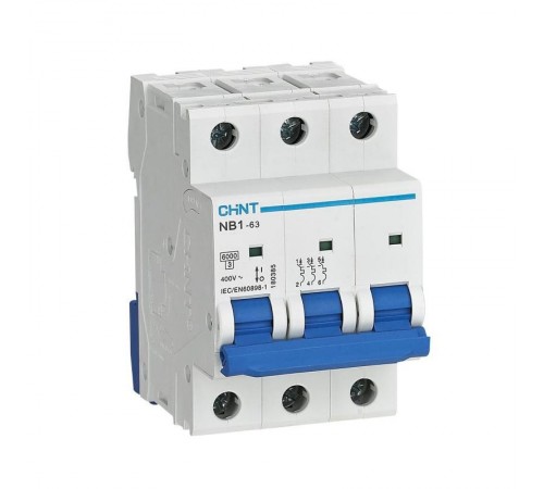 Выключатель автоматический трехполюсный NB1-63 3P 63A 6кА х-ка B (DB) (R)  179696  CHINT