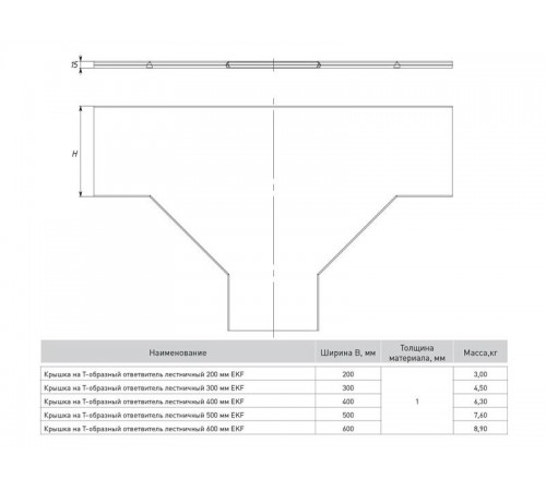 Крышка на Т-образный ответвитель лестничный 500мм  ktlt500  EKF