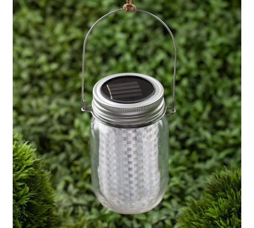 Cветильник садовый декоративный SL-GL14-JAR-2 на солнечной батарее, стекло, металл, прозрачный, 13,5 см  Б0032579  ЭРА