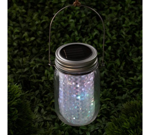 Cветильник садовый декоративный SL-GL14-JAR-2 на солнечной батарее, стекло, металл, прозрачный, 13,5 см  Б0032579  ЭРА