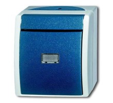 Кнопка 1-клавишная, 1-полюсная, с подсветкой, IP44, для открытого монтажа, серия ocean, цвет серый/сине-зелёный  1484-0-0383   2CKA001484A0383  ABB