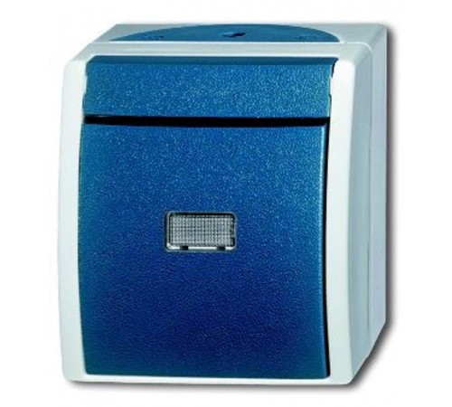 Кнопка 1-клавишная, 1-полюсная, с подсветкой, IP44, для открытого монтажа, серия ocean, цвет серый/сине-зелёный  1484-0-0383   2CKA001484A0383  ABB