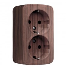 Розетка 2-местная ОП Минск 16А с заземлением тёмное дерево EKF  EGR16-128-40  EKF