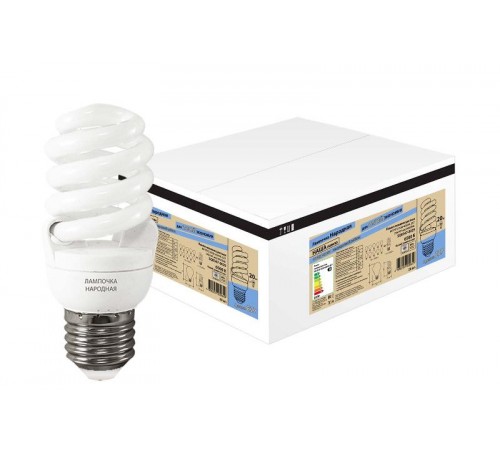 Лампа энергосберегающая КЛЛ  20Вт Е27 865 cпираль НЛ-FSТ2 50х107мм ЖКХПАК (20 шт.)  SQ0347-0029  TDM