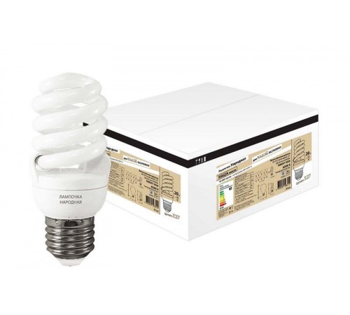 Лампа энергосберегающая КЛЛ  20Вт Е27 865 cпираль НЛ-FSТ2 50х107мм ЖКХПАК (20 шт.)  SQ0347-0029  TDM