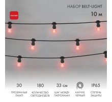 Гирлянда LED Galaxy Bulb String 10м, черный КАУЧУК, 30 ламп*6 LED КРАСНЫЕ, влагостойкая IP65  331-322  NEON-NIGHT
