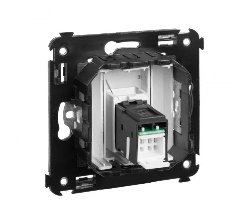 Компьютерная розетка RJ-45 в стену, кат.6А одинарная, "Avanti", "Закаленная сталь"  4404373  DKC