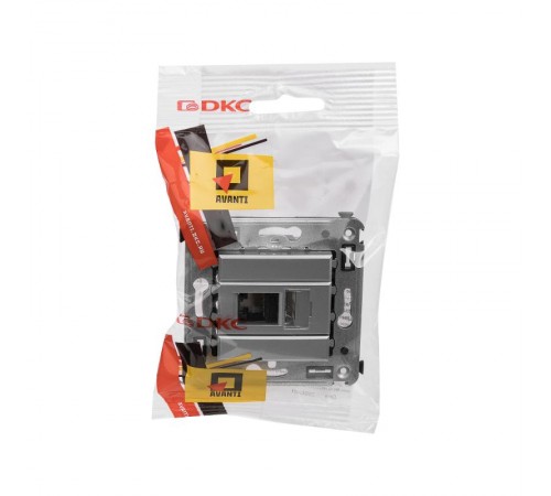 Компьютерная розетка RJ-45 в стену, кат.6А одинарная, "Avanti", "Закаленная сталь"  4404373  DKC