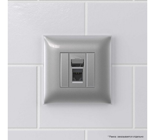 Компьютерная розетка RJ-45 в стену, кат.6А одинарная, "Avanti", "Закаленная сталь"  4404373  DKC