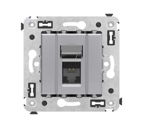 Компьютерная розетка RJ-45 в стену, кат.6А одинарная, "Avanti", "Закаленная сталь"  4404373  DKC