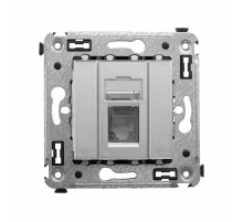 Компьютерная розетка RJ-45 в стену, кат.6А одинарная, "Avanti", "Закаленная сталь"  4404373  DKC
