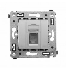 Компьютерная розетка RJ-45 в стену, кат.6А одинарная, "Avanti", "Закаленная сталь"  4404373  DKC
