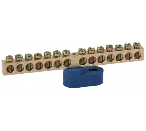 Шина N "ноль" на одном угловом изоляторе ШНИ-6х9-14-У1-Синий (10/250/9000) NO-222-117-1  Б0044149  ЭРА