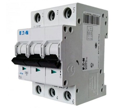 Выключатель автоматический трехполюсный PL6-C16/3 характеристика С 6кА  286601  EATON