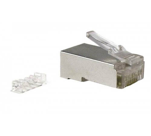 Разъем под витую пару PLUG-8P8C-UV-C6-SH-100 RJ-45(8P8C) кат.6 (50 µ"/ 50м.дюй.),экран,универс.(д.одн.имногож.каб),со вст.(100шт)  49383  Hyperline