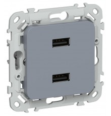 FLITE Розетка USB A+A 2,1А РЮ-2-ФлМ маренго  FI-U21-D31-K35  IEK