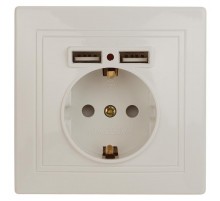 1-410-02 Intro Розетка+USB, IP20, СУ, Plano, слоновая кость  Б0043248  Intro