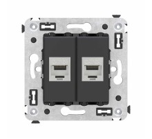 Компьютерная розетка RJ-45 без шторки в стену, кат.6А двойная экранированная, "Avanti", "Черный матовый"  4412774  DKC