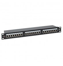 Патч-панель TERACOM PRO 19'' Cat.5E 1U полный экран STP 24 порта RJ-45 Dual IDC с органайз. TRP-PPNL-5ESTP-1U24  EKF