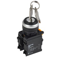 Переключатель с ключом 2 полож. 1NO+1NC чёрный MASTER  MI-SW60-11Y-3-34-2-K02  IEK