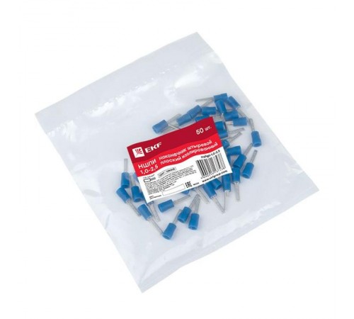 Наконечник штыревой плоский изолированный НШПИ 1.0-2.5 (уп 50шт) EKF PROxima  nshpi-1.0-2.5  EKF