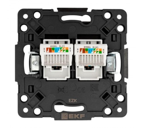 Стокгольм Механизм Розетки RJ-45 2-местной черный  EZK02-035-10  EKF