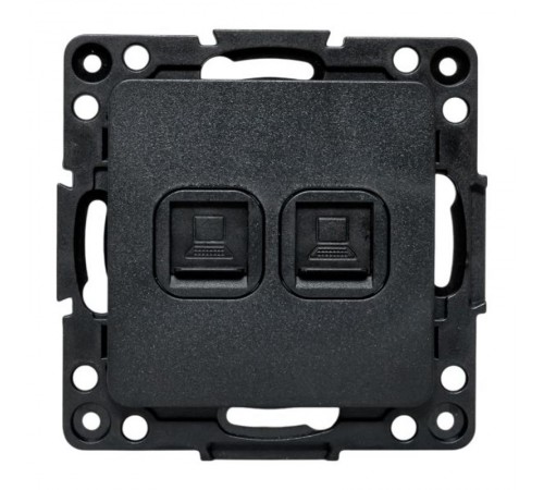 Стокгольм Механизм Розетки RJ-45 2-местной черный  EZK02-035-10  EKF