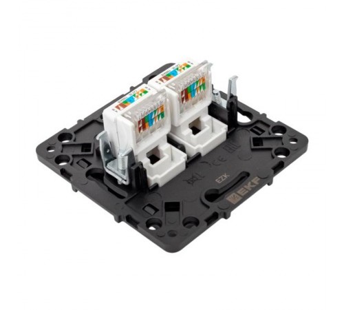Стокгольм Механизм Розетки RJ-45 2-местной черный  EZK02-035-10  EKF