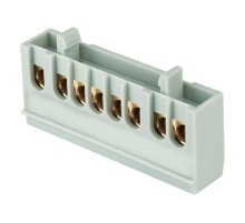 Шина "фаза" L (6х9мм) 8 отверстий латунь серый изолированный корпус на DIN-рейку EKF PROxima  sn0-63-8-is  EKF