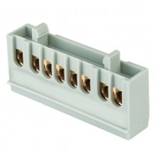 Шина "фаза" L (6х9мм) 8 отверстий латунь серый изолированный корпус на DIN-рейку EKF PROxima  sn0-63-8-is  EKF