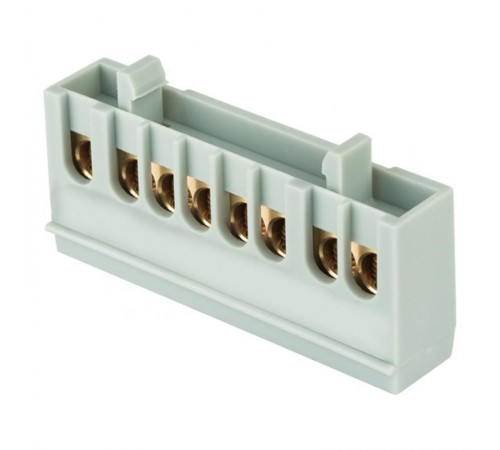 Шина "фаза" L (6х9мм) 8 отверстий латунь серый изолированный корпус на DIN-рейку EKF PROxima  sn0-63-8-is  EKF