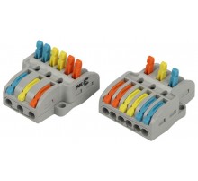 Клемма  NO-225-408 проходная разветвительная 222-4136 с рычагами 3/6 полюсов 0.08-2.5/4 мм2 (упаковка 15 шт.)  Б0067955  ЭРА