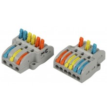 Клемма  NO-225-408 проходная разветвительная 222-4136 с рычагами 3/6 полюсов 0.08-2.5/4 мм2 (упаковка 15 шт.)  Б0067955  ЭРА