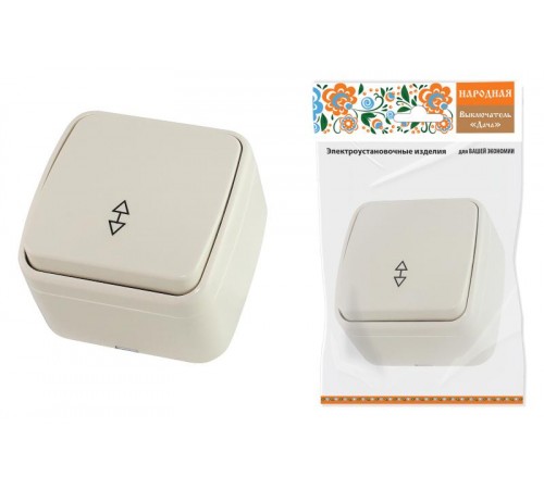 Переключатель на 2 направления 1-кл. открытой установки IP20 10А, сл. кость "Дача" Народная  SQ1824-0016  TDM