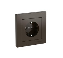 AtlasDesign Мокко Розетка с заземлением со шторками, 16А, (в сборе с рамкой), быстрозажимные клеммы  ATN000644S  SE
