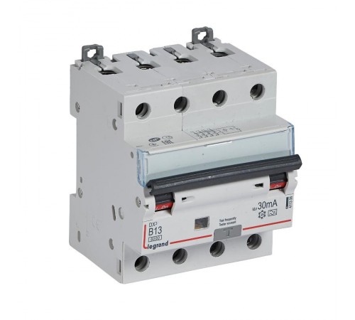 Выключатель автоматический дифференциального тока DX3 6000 4п 13А B 30мА тип A  411356  Legrand