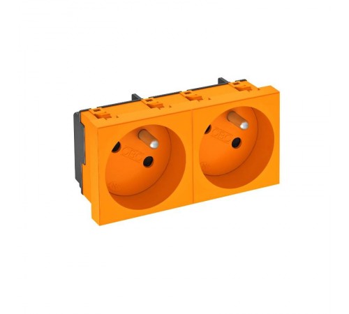 Розетка двойная 33° франц. стандарт, 250 В, 16A (оранжевый) (STD-F3 ROR2)  6120244  OBO Bettermann
