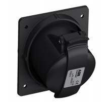 Розетка панельная с угловым минимальным фланцем 332RAM6B, 32A, 3P+E, IP44, 6ч, черный, для шоу-бизнеса2CMA100547R1000 ABB