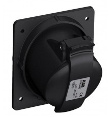 Розетка панельная с угловым минимальным фланцем 332RAM6B, 32A, 3P+E, IP44, 6ч, черный, для шоу-бизнеса2CMA100547R1000 ABB