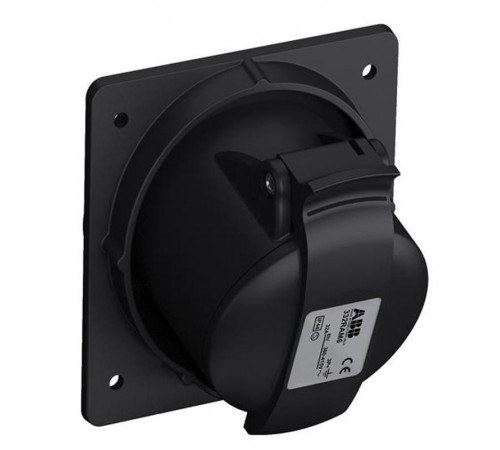 Розетка панельная с угловым минимальным фланцем 332RAM6B, 32A, 3P+E, IP44, 6ч, черный, для шоу-бизнеса2CMA100547R1000 ABB
