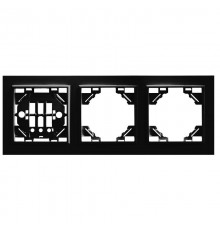 Рамка трехместная горизонтальная, серия Эрна, PFR00-9003-03, черный  39484  STEKKER