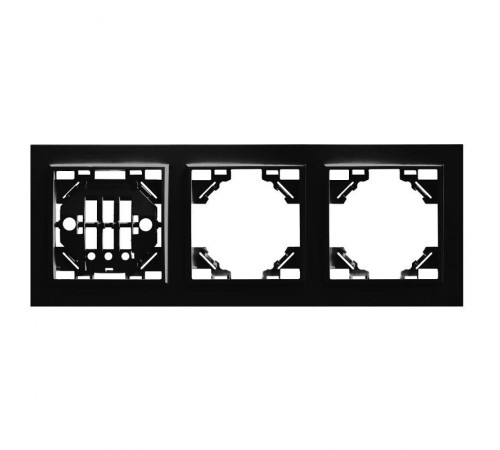 Рамка трехместная горизонтальная, серия Эрна, PFR00-9003-03, черный  39484  STEKKER
