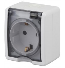 Розетка 11-2402-01  с заземлением IP54, шторки, 16АХ-250В, ОУ, Эксперт, Белый Б0020714  ЭРА