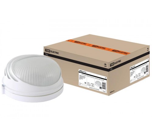 Светильник пылевлагозащищенный под лампу для ЖКХ НПБ1307 белый/круг ресничка 60Вт IP54  SQ0303-0051  TDM