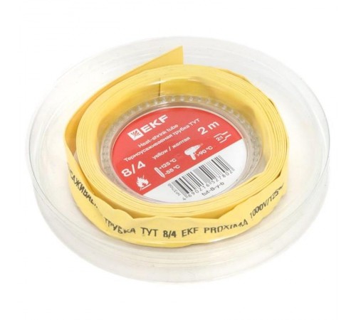 Термоусаживаемая трубка ТУТ нг 8/4 желтая ролик 2 м tut-8-y-bEKF
