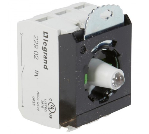 Комплектующий блок для кнопок - Osmoz - для комплектации - с подсветкой - под винт - 24В~/= - 2НО - красный - 3 поста  023007  Legrand