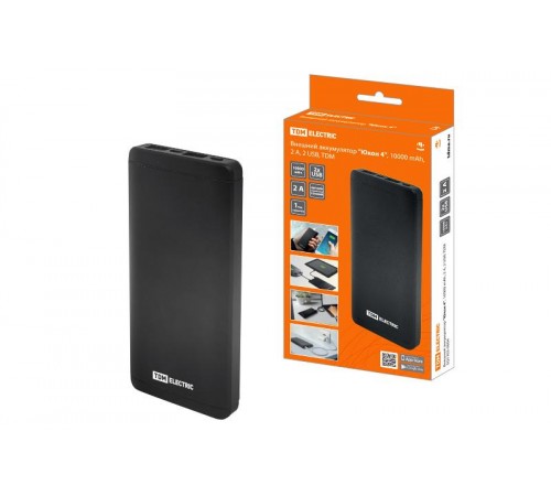 Аккумулятор внешний "Юкон 4", 10 000 mAh, 2 А, 2 USB,  SQ1703-0004  TDM
